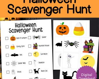 Halloween Scavenger Hunt, Halloween treasure hunt, printable scavenger hunt games, Halloween games for kids, fall scavenger hunt