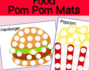 Food Pom Pom Mats, food activity mats, pom pom mat printable, fine motor activities, early learning, homeschool