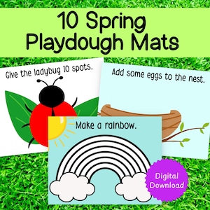 Spring Playdough Mats, playdough mats, spring printables, flowers, nature, spring, instant download, homeschool, toddler play, pretend play