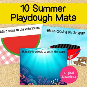 Summer Playdough Mats, playdough mats, summer printables, beach, ocean, summer, instant download, homeschool, toddler play, pretend play