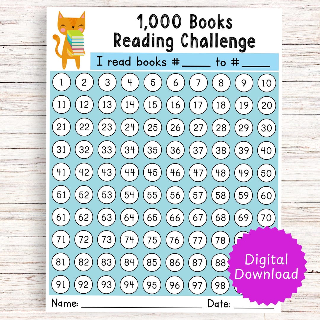 1,000 Books Reading Challenge, Book Tracker, Preschool, Classroom ...