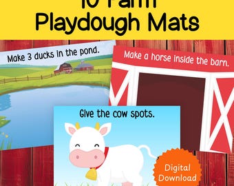 Tapetes de plastilina de granja, tapetes de plastilina, tapetes de actividades de granja, imprimibles de granja, descarga instantánea, juego de simulación, educación en casa, juego para niños pequeños
