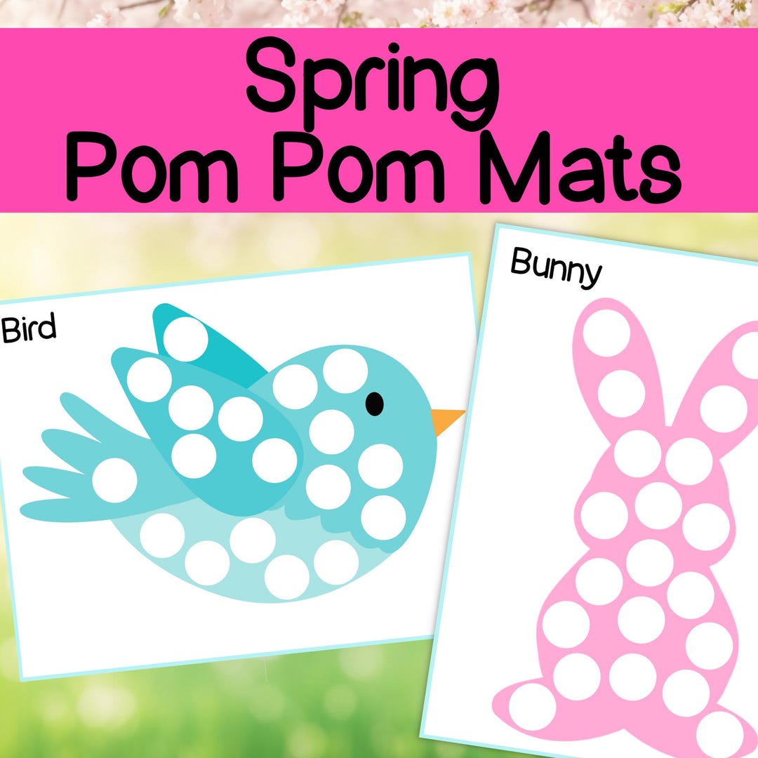 Spring Pom Pom Mats, Easter Pom Pom Mats, Pom Pom Mat Printable, Spring ...