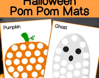 Halloween Pom Pom Mats, Halloween printables, pom pom mat printable, printables, fine motor activity mats, early learning, homeschool