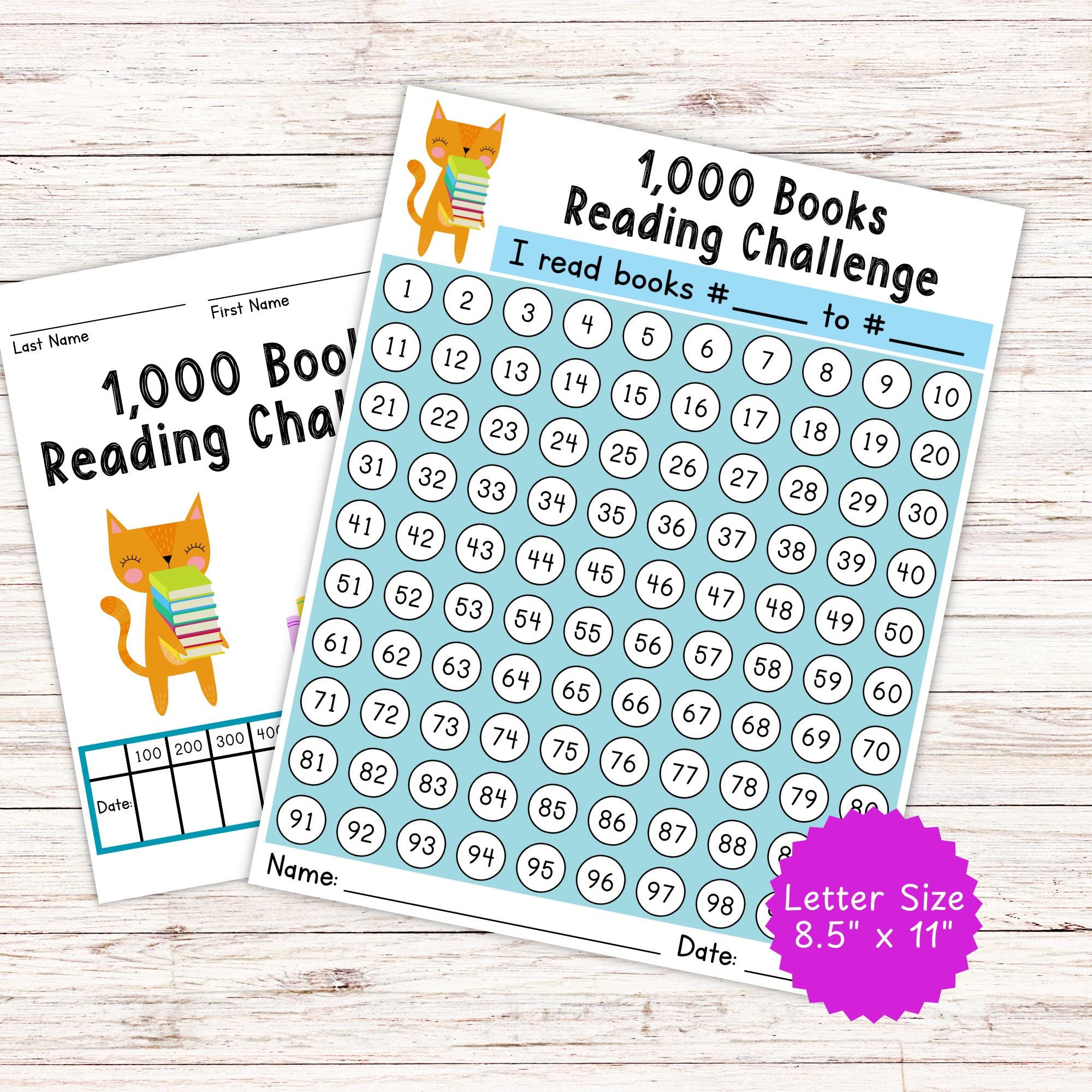 Study Challenge Books 1,000 Books Reading Challenge, Book Tracker, Preschool, Classroom ...