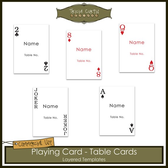 Playing Cards Table Cards Templates Etsy