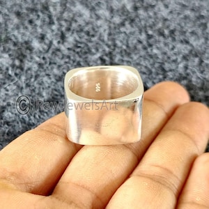 Handmade Sterling Silver Square Ring: Geometric Unisex Band