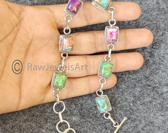 Handmade Sterling Silver Turquoise Multi Stone Bracelet