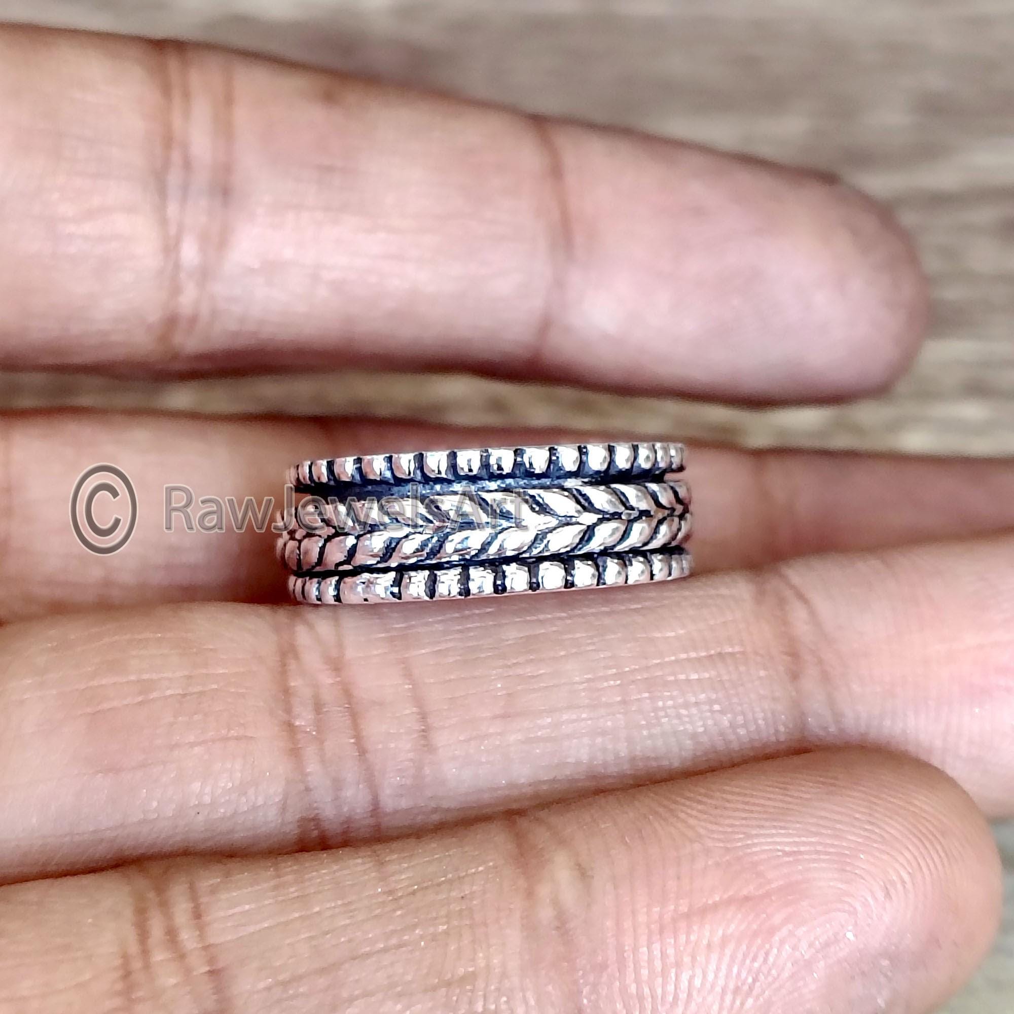 Handmade Sterling Silver Braided Spinner Ring: Anxiety Band