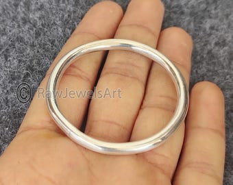 Chunky Sterling Silver Bangle: Thick Heavy 925 Silver Cuff