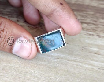 ブラッドストーンの宝石リング、ユニークなスターリングシルバーの