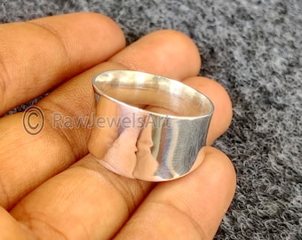 Chunky 925 Silver Ring, Handmade Modern Style Wide Band, Boho Jewelry