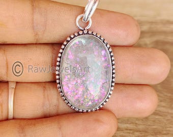 Handmade Australian Opal Pendant: 925 Sterling Silver Necklace