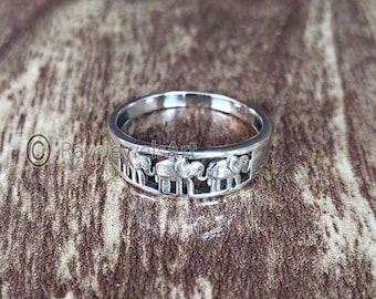 Handmade Sterling Silver Elephant Band Ring: Bohemian Jewelry