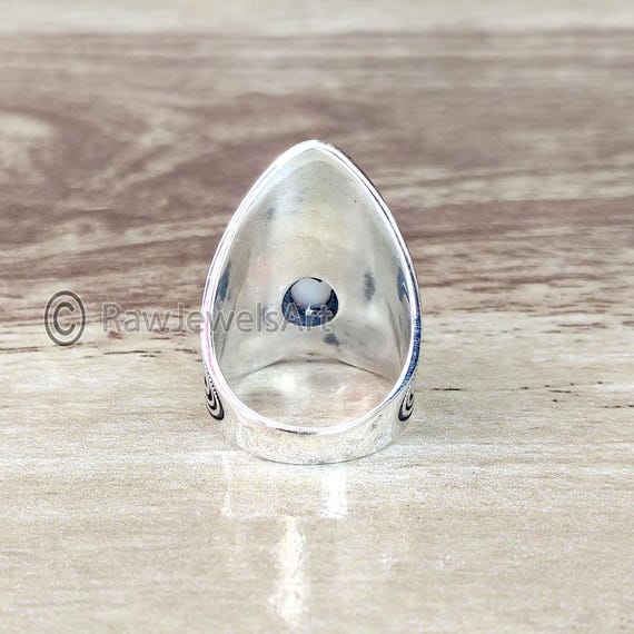 Handmade Opal Sterling Silver Ring: Boho Thumb Ring Israel