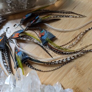 Feather Chain Dangle Earrings - One of a Kind Earrings - Limited Quantity - Festival Earrings - Goddess Earrings - Boho Natural Jewelry