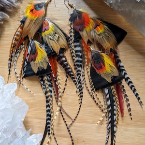 Feather Chain Dangle Earrings - One of a Kind Earrings - Limited Quantity - Festival Earrings - Goddess Earrings - Boho Natural Jewelry