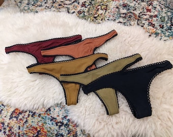Bamboo Thong Panties 5-Pack – Eco-Friendly Undies, XS-4X