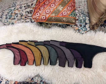 Bamboo Thong Panties 10-Pair Set – Low Rise, Handmade Underwear