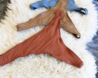 Bamboo Thong Panties 3-Pair Set – Handmade Lace-Free Underwear