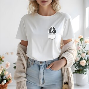 Cute Dog in Pocket Tee, Fun Animal Lover T-Shirt, Pet Lover Gift, Casual Everyday Wear, Animal Graphic Tee, Birthday Gift, Basset Hound Gift