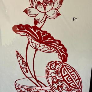 Carta cinese tagliata a mano / Arte murale / Arte simbolica tagliata in carta rossa per la pace e la prosperità