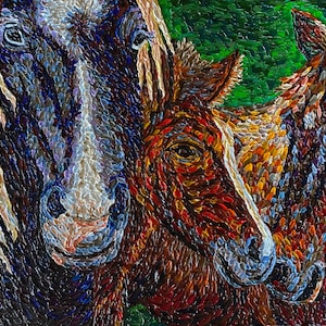 Equestrian Center Horse Oil Painting Hand-Painted Horse Art Rustic Farm and Stable Wall Decor Equine Lover Gift Horse Therapy Center Art
