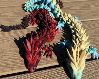 Articulated Crystal Dragon 3D Print: Flexible Fidget Desk Toy