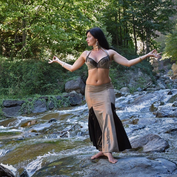 Belly Dance costume, Tribal fusion costume, mermaid skirt, tribal bellydance skirt, bellydance bra, Samia Gamal, Golden Era - SAMIA