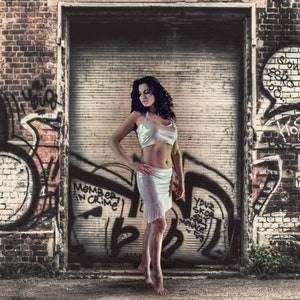 Latin Dance dress, ballroom dress, Salsa dress, latin dance outfit, fringe skirt, dance costume, latin competition dancewear - WHITE SPARKS