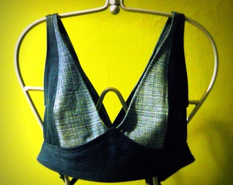 Tribal Fusion Bra, Tribal Bra, Tribal Belly Dance Bra, hippie bra, boho bra, jeans bra, Burning man bra, Festival clothing - RODEO DRIVE