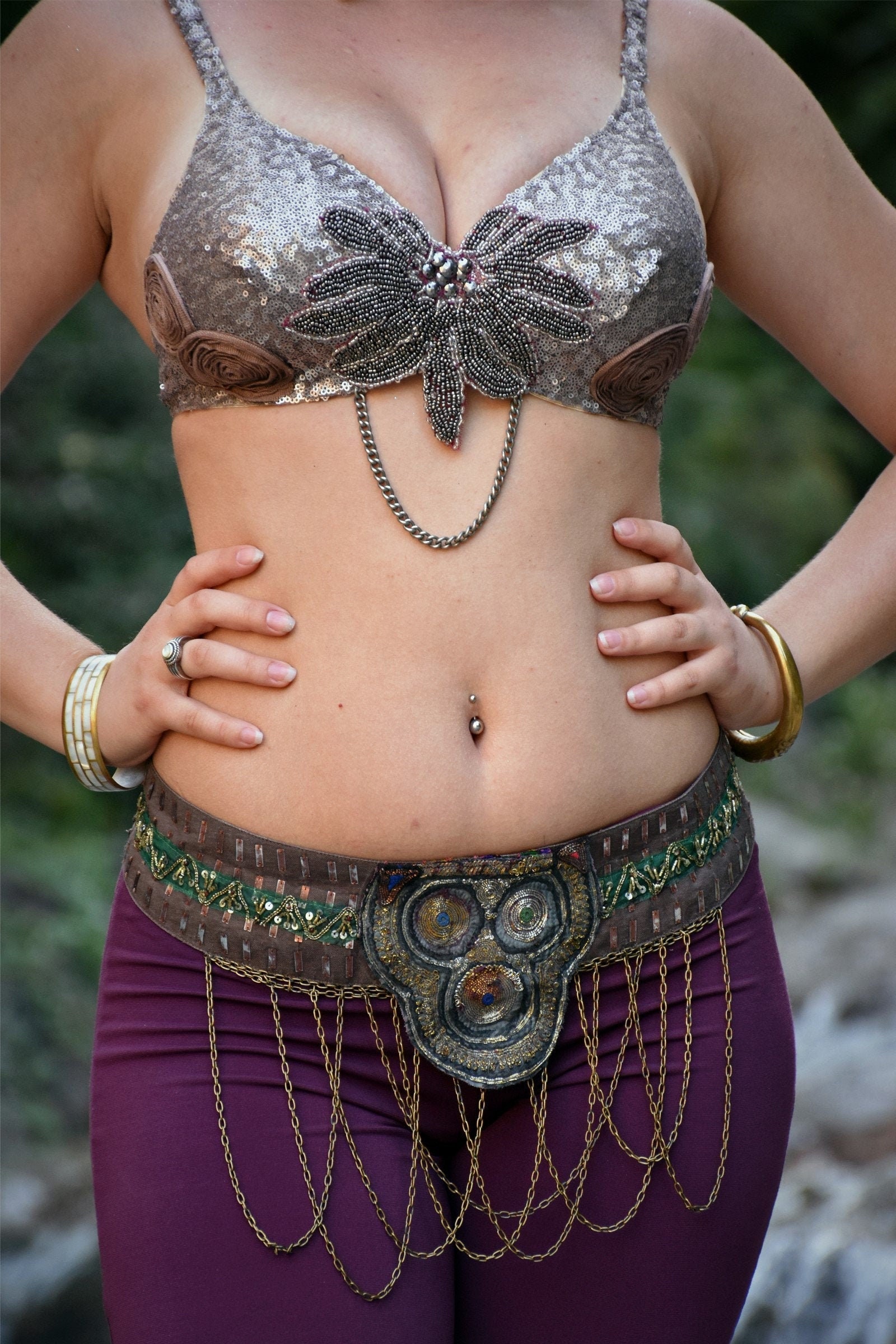 Stunning custom Belly dance bra with vintage Assuit and quality