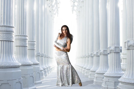 One-piece Dress See-through Lace Long Skirt Belly Dance Costumes Dancewear BU One-piece Dress See-through Lace Long Skirt Belly Dance Costumes Dancewear BU