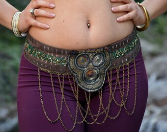 Belly Dance belt, Tribal fusion belt, ATS belt, Fifi Abdou, Chains belt, Appliques belt, sequins belt, Golden Era of Belly Dance - FIFI
