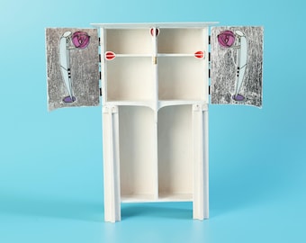 Miniature Charles Rennie Mackintosh White Cabinet – 1/12 Scale Dollhouse Furniture