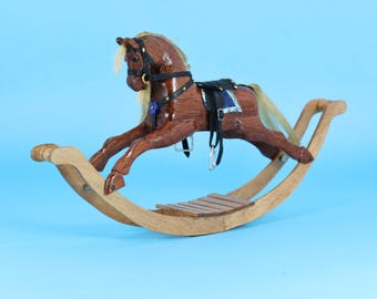 Miniature Rocking Horse Handcrafted from Mahogany for 1/12 scale Dolls House Nursery B18