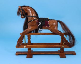 Mahogany Miniature Rocking Horse, 1/12 Scale Dolls House Nursery (Large Size) L58