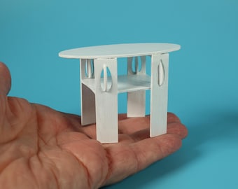 Miniature Charles Rennie Mackintosh Oval Tea Table – 1/12 Scale Dollhouse Furniture