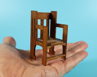 Miniature Liberty and Co Glasgow Style Arts and Crafts ‘Ethelbert’ chair – 1/12 Scale Dollhouse Furniture
