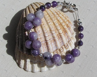 Purple Lepidolite Crystal Gemstone Chakra Bracelet "Lavender Dawn" Purple Bracelet, Chakra Bracelet, Artisan, Unique, Birthday