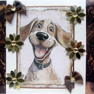 Chiot heureux souriant - carte de voeux de découpage fabriquée à la main - vierge pour toutes les occasions (2861) Animal, nature, carte d'anniversaire, animal de compagnie, chiot