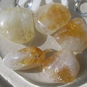 10 Citrine Quartz Crystal Polished Tumblestones, Yellow Crystals, Chakra Crystals, Meditation Stone, Crystal Collection, Quartz Crystals image 4