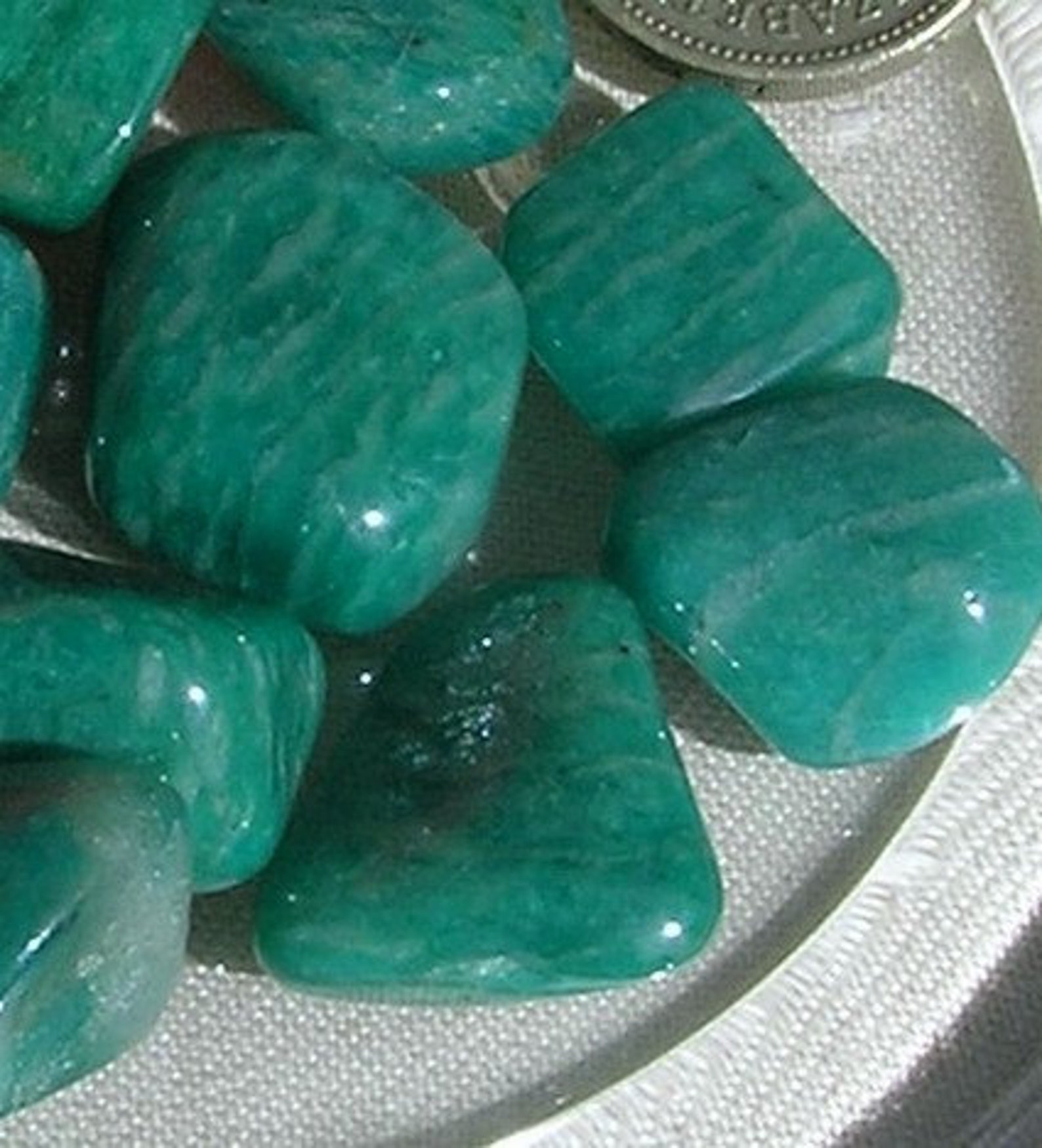 6 Green Amazonite Crystal Large Tumblestones Green Crystals Etsy