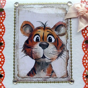Lionceau - carte de voeux de découpage fabriquée à la main - vierge pour toutes les occasions (2690) Animal, nature, carte d'anniversaire, faune, safari, jungle