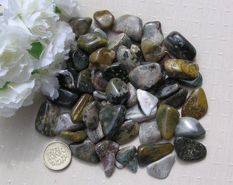 10 Orbicular or Ocean Jasper Crystal Small Tumblestones, Crystal Collection, Chakra Crystals, Jasper Crystals,  Meditation Stone, Aries