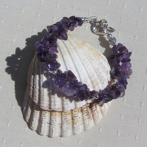Purple Amethyst Crystal Gemstone Chakra Bracelet &quot;Celtic Heather&quot;, Amethyst Bracelet, Purple Bracelet, Sagittarius Bracelet, Chakra Bracelet