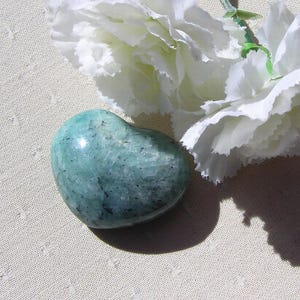 Amazonite Puffy Heart, Green Gemstone Crystal, Meditation Stone