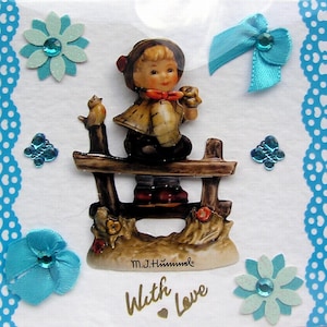 Handgemaakte 3D-wenskaart voor decoupage "With Love" (2751), verjaardagskaart, gelaagde kaart, liefde, platteland, romantisch, wandelen, vriendje