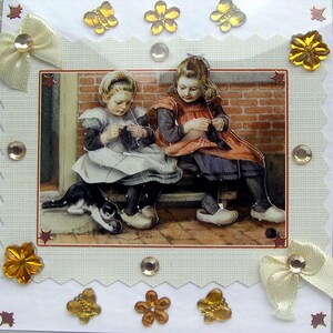 Hand Crafted 3D Decoupage Greeting Card - Blank for any Occasion (2905), Birthday Card, Layered Card, Love, knitting, Sisters