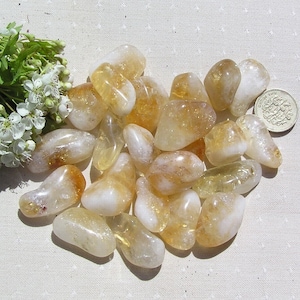 10 Citrine Quartz Crystal Polished Tumblestones, Yellow Crystals, Chakra Crystals, Meditation Stone, Crystal Collection, Quartz Crystals image 1